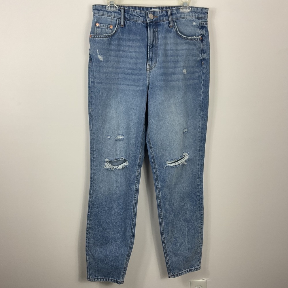 River Island Womens Light Wash Distressed Jeans Size 10L